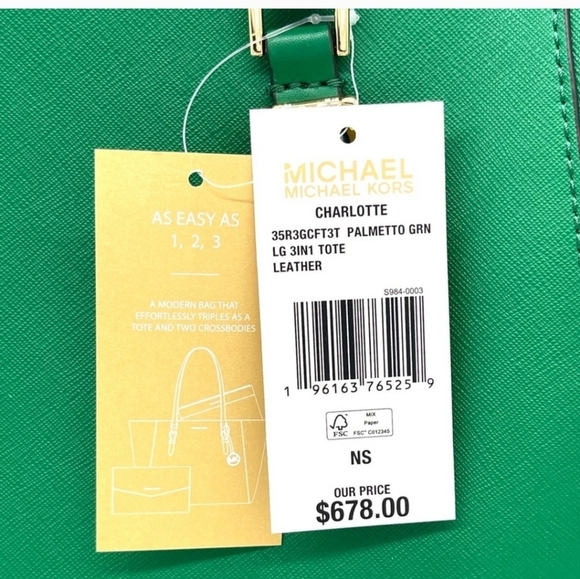 🔹️Michael Kors 🔹️Green Large Charlotte 3 in 1 Convertible Tote Bag ✨️💚 - Picture 10 of 12